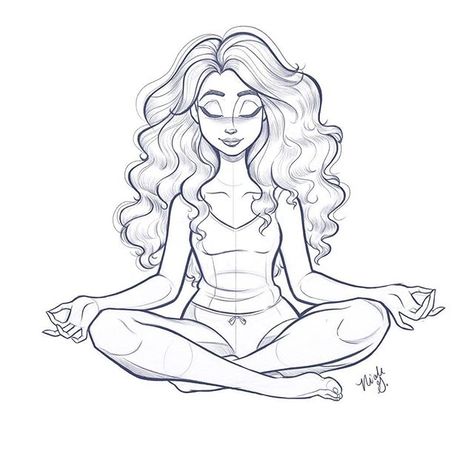 Revisited this drawing from a few years ago for a commission piece. #yogisofinstagram #yogi #yogagirl #yoga #zen #breathe #meditate #relax… Meditation Pose Drawing, Yoga Drawing, Nicole Lee, Disney Princess Drawings, Meditation Art, Yoga Pose, Drawing Images, Drawing Base, Drawing Poses