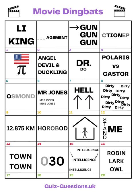 Movie Dingbats Picture Quiz Questions And Answers Free, Movie Quiz Questions And Answers, Christmas Dingbats With Answers, Dingbats With Answers, Picture Quiz Questions And Answers, Rebus Puzzles With Answers Free Printable, Christmas Dingbats, Brain Teasers And Answers, Rebus Puzzles With Answers