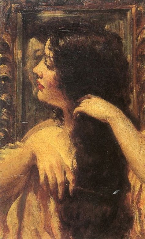 Brunette Combing Her Hair - James Carroll Beckwith Happy Birthday September, Baroque Painting, American Landscape, Rennaissance Art, Landscape Portrait, Female Art Painting, Photography Fine Art, Classic Paintings, Canadian Art