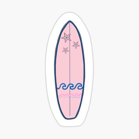 Surfboard Drawing, Surfboard Stickers, Summer Stickers, Preppy Stickers, Pastel Beach, Redbubble Stickers, Bella Bella, Lego Friends, Fun Stickers