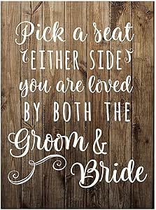 Pick a Seat Not a Side Wedding Sign - 17 inch x 23 inch - Cardbaord material - Rustic Farmhouse Wedding Ceremony Decor Farmhouse Wedding Ceremony, Fall Wedding Ceremony Decorations, Signs For Weddings, Sunrise Wedding, Free Wedding Cards, Fall Wedding Ceremony, Wedding Ceremony Decor, Forest Theme Wedding, Pick A Seat