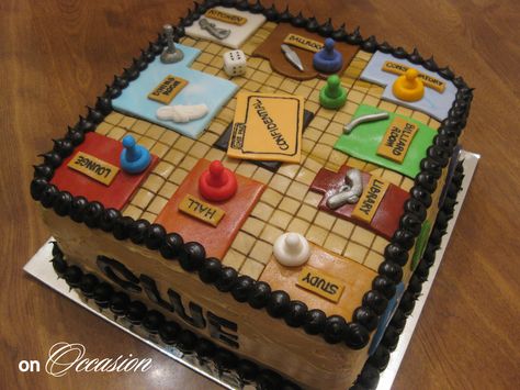 Clue Themed Birthday Cake, Clue Themed Cake, Clue Birthday Cake, Clue Cookies, Clue Cake, Cake Double Layer, Investigation Board, Clue Game, Clue Movie