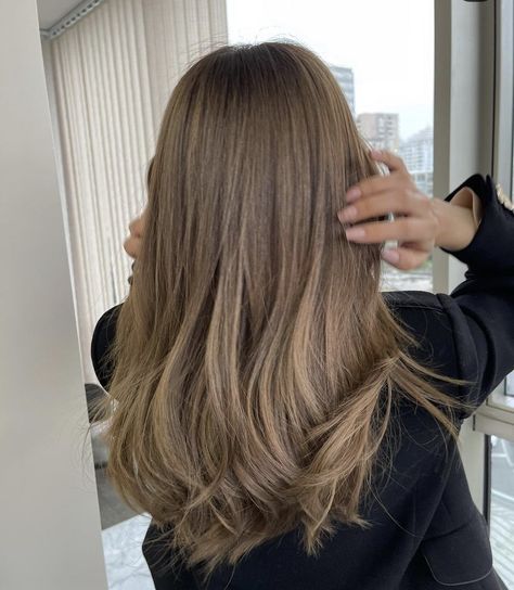 Light Brown Cool Hair, Cool Brown Balayage Hair, Mousy Brown Hair Aesthetic, Long Mousy Brown Hair, Dark Blonde No Highlights, Dimensional Blonde With Lowlights Brown, Dusty Light Brown Hair, Natural Mousy Brown Hair, Dark Blonde With Dark Roots