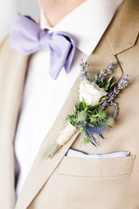 #boutonniere Photography by aureliadamore.com Event Planning by amazinggracedesign.com Floral Design by hiddengardenflowers.com Read more - http://www.stylemepretty.com/2013/06/07/malibu-wedding-from-aurelia-damore/ Lavender Bridal Bouquet, Wedding Themes Spring, Malibu Wedding, Lilac Wedding, Groom Boutonniere, Wedding Theme Colors, Romantic Bride, Wedding Bows, Lavender Wedding