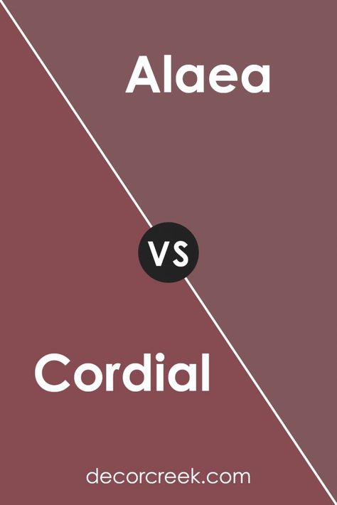 Cordial SW 6306 by Sherwin Williams vs Alaea SW 7579 by Sherwin Williams Sherwin Williams Coordinating Colors, Red Paint Colors, Trim Colors, Rich Purple, Red Paint, Cordial, Coordinating Colors, Sherwin Williams, Cozy Living