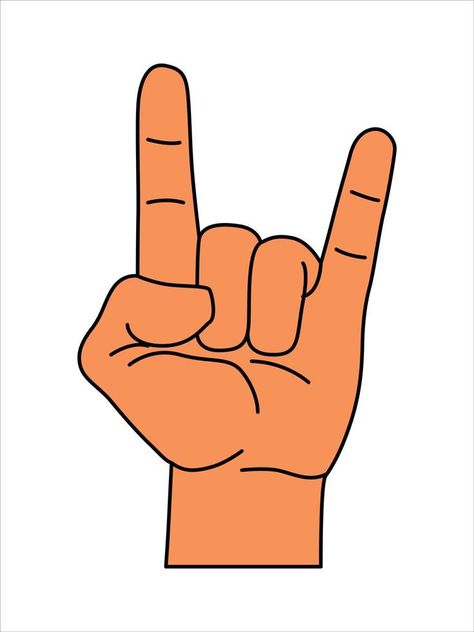 Vector cartoon hand shows a goat gesture. Rock symbol. Vector illustration. Rock Symbol, A Goat, Vector Cartoon, Goats, Vector Free, Vector Illustration, Clip Art