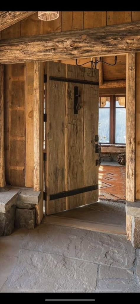 Log Cabin Door, Cabin Front Door, Rustic Wood Door, Rustic Entry Doors, Wooden Door Entrance, Cottage Extension, Rustic Wood Doors, Invisible Doors, Cabin Doors