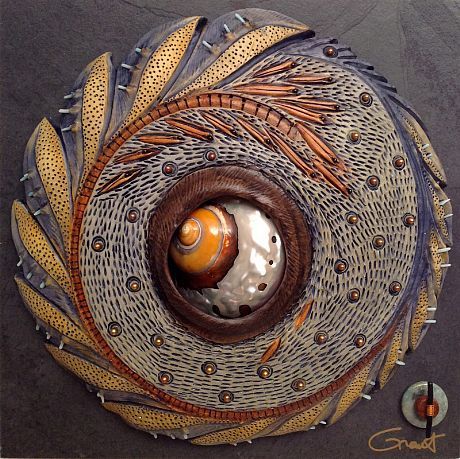 Vicki Grant, Blue Spiral, Ceramic Texture, Ceramic Wall Art, Clay Wall, Clay Tiles, Eclectic Art, Turn Of The Century, Gourd Art