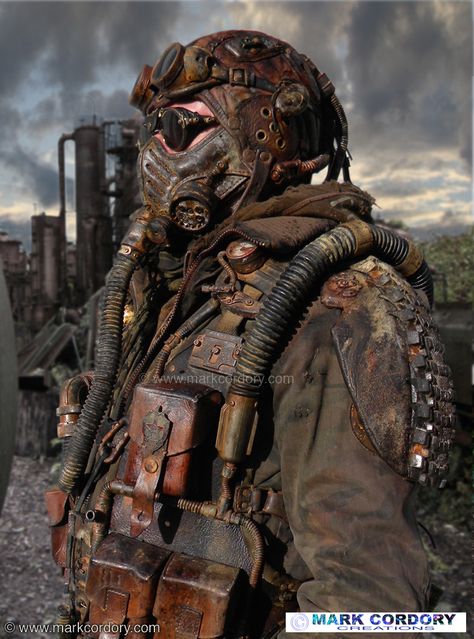 Mark Cordory, Apocalyptic Costume, Steampunk Bedroom, Apocalyptic Wasteland, Apocalypse Fashion, Wasteland Warrior, Fallout Cosplay, Post Apocalyptic Costume, Apocalyptic Clothing