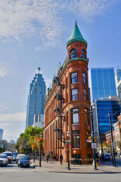 Canada, Ontario, Toronto, Flatiron Building, officially Gooderham Building, Brookfield Place beyond Gooderham Building, Canadian Aesthetic, Toronto Activities, Wallpaper Toronto, Toronto Summer, Toronto Pictures, Flat Iron Building, Toronto Images, Toronto Art