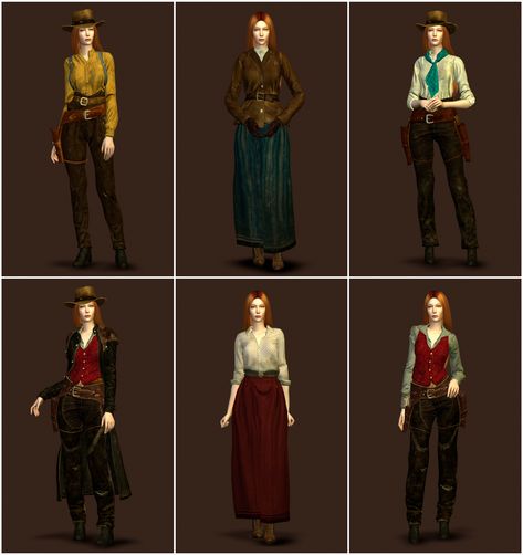 RDR2 Sadie Adler | plazasims on Patreon Rdr2 Sadie Adler, Wild West Clothing, Sadie Adler, Sims Medieval, Sims 4 Patreon, Medieval Clothes, Cowboy Costume, Sims 4 Gameplay, Sims 4 Characters