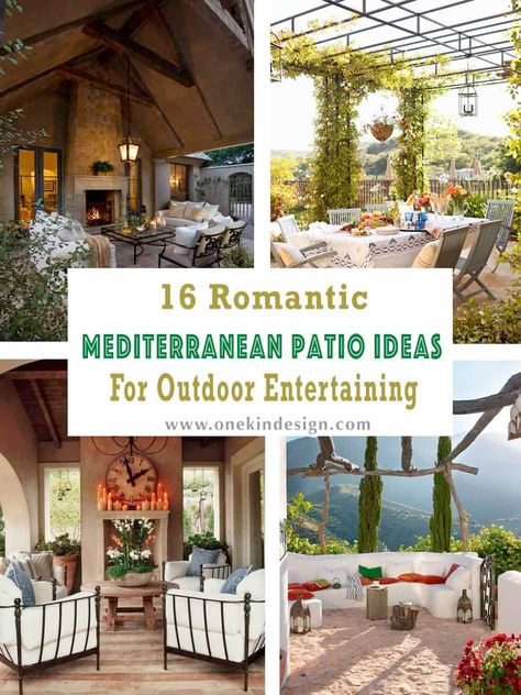 16 Romantic Mediterranean Patio Ideas For Outdoor Entertaining Spanish Patio Ideas, Mediterranean Outdoor Patio, Mediterranean Backyard Ideas, Mediterranean Decorating, Mediterranean Patio Ideas, Spanish Style Patio, Spanish Backyard, Tuscan Patio, Spanish Patio