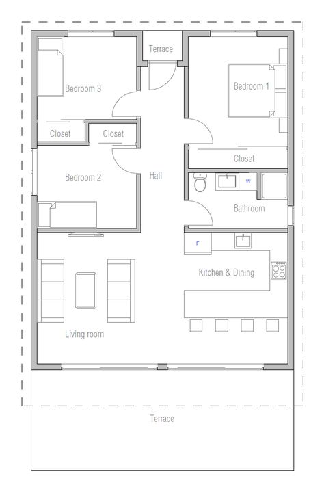 Small House Three Bedroom, 80 Square Metre House Plans, 80sqm House Plan 3 Bedroom, 100m2 House Plan 3 Bedroom, 90 Square Metre House Plan, Three Bedroom House Plan Simple Modern, 100 M2 House Plan, Simple House Floor Plan, Small Square House Plans