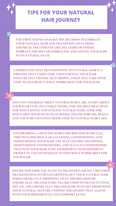 Tips For Your Natural Hair Journey. Starting a natural hair journey is a personal decision, and everyone's journey is unique. Enjoy the process of getting to know your hair, experimenting with different styles and techniques, and embracing the beauty of your natural hair. How To Start Natural Hair Journey, Tips For Transitioning To Natural Hair, Natural Hair Journey Before And After, Natural Hair Journey Tips, Hair Journey Tips, Natural Hair Transitioning, Holiday Travel Destinations, Enjoy The Process, Healthy Hair Journey