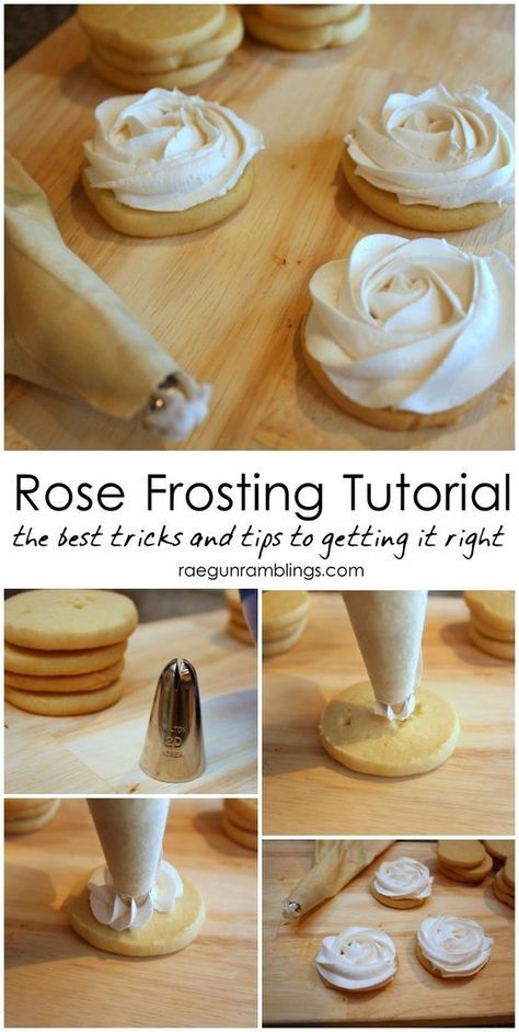 Rose Frosting, Snow Rose, Patisserie Fine, Rose Cookies, Mini Torte, Frosting Techniques, Frosting Tips, Icing Tips, Cookie Tutorials