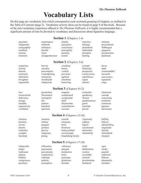 The Phantom Tollbooth Activities, Phantom Tollbooth Activities, Book Themed Activities, Phantom Tollbooth, The Phantom Tollbooth, 5th Grade Ela, Table Of Contents Page, Reading Comprehension Strategies, 5th Grade Classroom