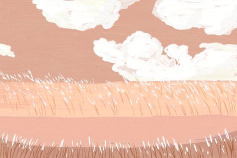 Peach Background Landscape, Nature Background Landscape, Drawn Clouds, Cloud Meadow, Peach Landscape, Background Landscape, Minimal Background, Brush Design, Peach Background