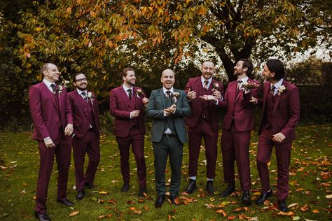 Red And Green Groomsmen Attire, Burgandy Groomsmen Attire, Green And Burgundy Wedding, Green Groom, Groom And Groomsmen Suits, Wedding Tux, Autumn Green, 2025 Wedding, Sage Wedding