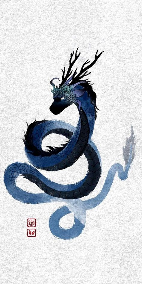 Asian Dragon Drawing, Japanese Tattoo Art Dragon, Dragon Japanese Art, Water Dragon Tattoo, Asian Dragon Art, Dragons Artwork, Chinese Dragon Drawing, Dragon Watercolor, Ink Tattoo Design