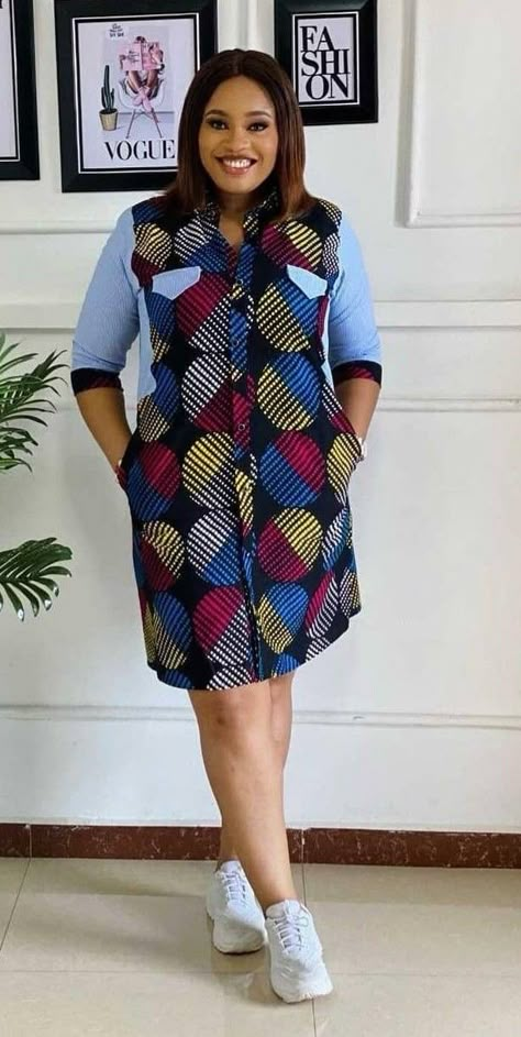 Ladies Shirt Dress, Ankara Shirt, Stylish Naija, Traditional African Clothing, African Fabric Dress, African Print Dress Ankara, Short African Dresses, Best African Dresses, African Fashion Skirts