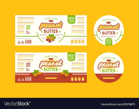 Peanut Label Design, Peanut Butter Label Design, Beauty Product Label Design, Butter Packaging Design, Food Sticker Design, Peanut Packaging, Label Sticker Design, Butter Illustration, Food Label Design