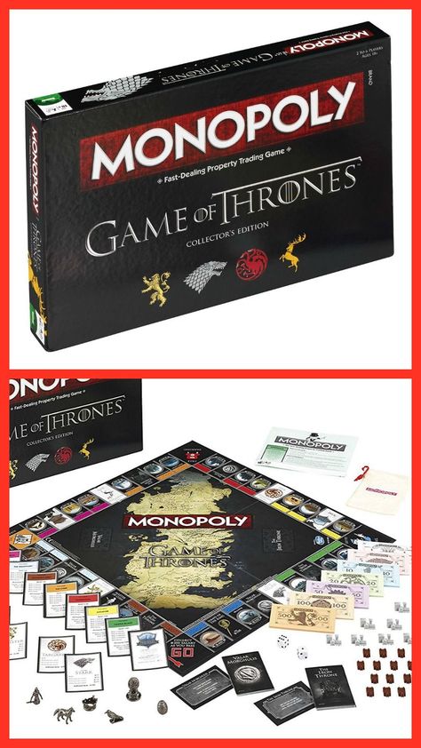 Winning Moves Game of Thrones Monopoly Board Game - Collector's Edition  #ad #gameofthrones #got Custom Monopoly, Monopoly Board Game, Monopoly Board, Monopoly Game, Classic Board Games, Strategy Games, Game Pieces, Family Game Night, Table Games