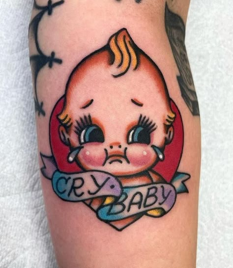 Kewpie Angel Tattoo, Kewpie Baby Tattoo, Kewpie Tattoo Traditional, Baby Doll Tattoo, Traditional Tattoo Baby, Tattoo Traditional Flash, Flash Sheet Ideas, Kewpie Tattoo, Kewpie Art