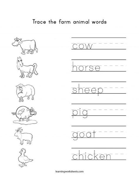 Farm Animals Writing Activities, Farm Animals Tracing Worksheets, Animals Tracing Worksheet, Farm Animal Activity Preschool, Farm Animal Worksheets Preschool, Farm Animals Activities For Preschoolers Free Printable, Farm Animals Worksheets For Kindergarten, Farm Preschool Worksheets, Farm Animals Worksheets Preschool