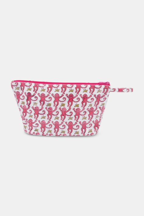 Roller-Rabbit-Monkey-Toiletry-Case-Pink Preppy School Bag, Makeup Pouches, Preppy Accessories, Bday Wishlist, Preppy Bags, Pink Monkeys, School Bag Essentials, Birthday Basket, Preppy School