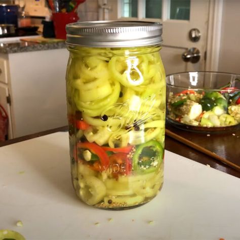 Pickled Banana Peppers Recipe, Pickle Banana Peppers Recipe, Hungarian Wax Peppers, Banana Peppers Recipe, Wax Peppers, Canning Banana Peppers, Recipes With Banana Peppers, Hot Banana Peppers, Pickled Banana Peppers