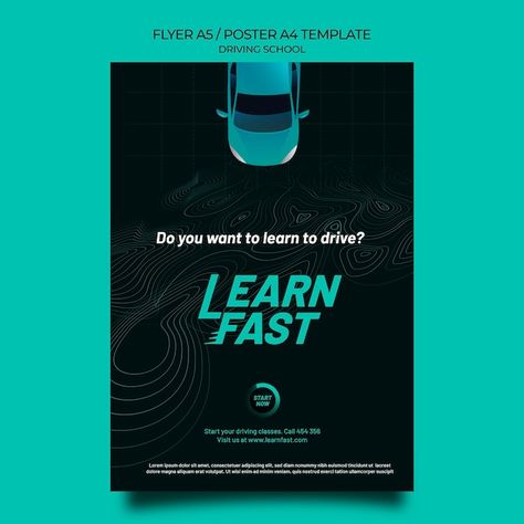 Driving School Poster, Poster Education, Education Flyer, Car School, Driving Class, Dj Flyer, Learning Poster, School Poster, School Doors