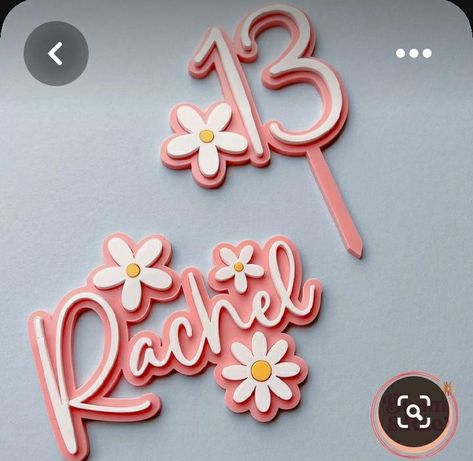 Hippy Cake, Cricut Cake Topper, Cute Cake Toppers, Daisy Cake Topper, Hippie Cake, Number Topper, Daisy Name, Cake Topper Diy, Paper Cake Topper