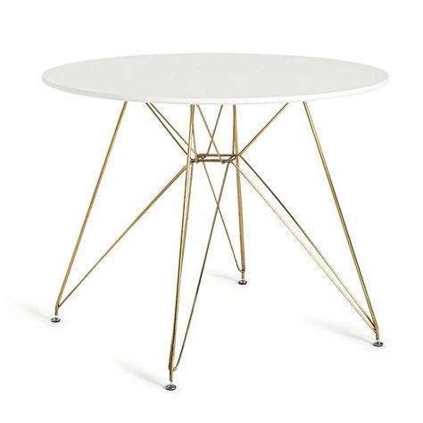 White Round Table, White Round Tables, 4 Seater Dining Table, New Home Wishes, Glass Dining Room Table, Glass Tables, Dining Room Blue, Gold Hair Pin, White Dining Table