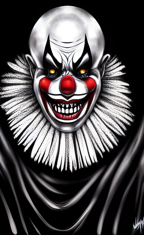 Killer Clown Tattoo, Clown Tattoo Design, Scary Clown Drawing, Scary Birthday, Airbrush Artwork, Dark Knight Wallpaper, Evil Clown Tattoos, Clown Images, Creepy Clowns