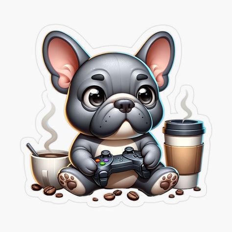 Get my art printed on awesome products. Support me at Redbubble #RBandME: https://www.redbubble.com/i/sticker/Frenchie-Gamer-Coffee-Addict-French-Bulldog-lover-mom-dad-gift-by-myrll/159698983.O9UDB?asc=u Stationery Aesthetic, Bulldog Lover, Dad Gifts, Coffee Addict, Gift Stickers, Mom Dad, Mom And Dad, French Bulldog, Gifts For Dad