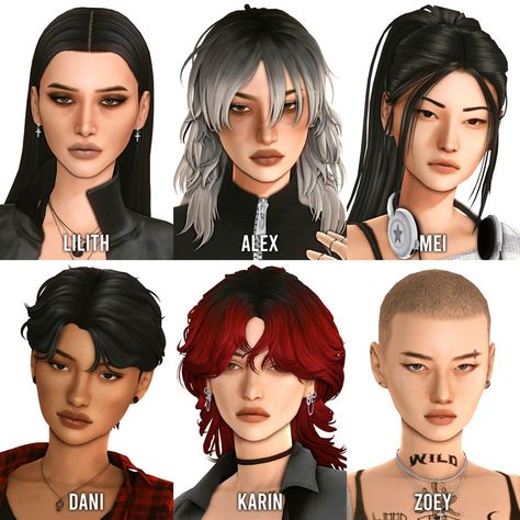 sim dump #9 | Patreon Sims 4 Hair Covering One Eye, Sims Cas Inspiration, Sims 4 Hair Cc Pack, Sims 4 Red Hair, Sims 4 Cas Ideas, Sims 4 Sims Characters, Sims 4 Characters Download, Sims4 Dump, Sims 4 Download Sims