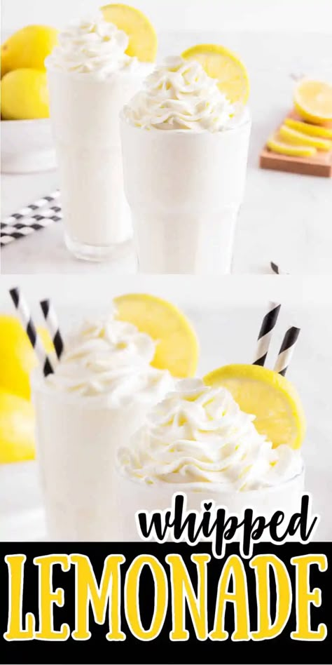 Whipped Drinks, Whipped Lemonade, Summer Drink Recipe, Frosted Lemonade, Fun Drink Recipe, Milkshake Recipe, Drink Recipes Nonalcoholic, Frozen Lemonade, Summer Drink Recipes