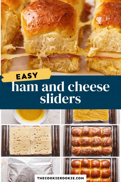 Ham And Cheese Hawaiian Rolls Easy, Ham Swiss Sliders Hawaiian Rolls, Sliders In The Oven, Ham And Swiss Cheese Sliders, Sliders Recipes Hawaiian Rolls, Roll Sliders, Best Superbowl Food, Ham And Swiss Sliders, Ham Cheese Sliders