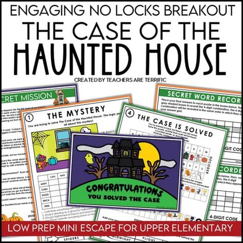 Halloween Haunted House Mini Escape Problem-Solving Easy Prep Activity Fiction Story, Halloween Mystery, Problem Solving Activities, Halloween Haunted House, Paper Pencil, Halloween Haunted Houses, Escape Room, Halloween Haunt, Haunted House