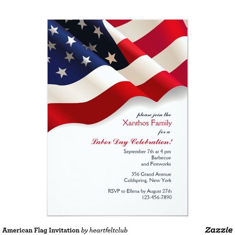 American Flag Invitation Favorite Things Gift Exchange, Fundraiser Invitation, Patriotic Invitations, Patriotic Party, Holiday Invitations, Patriotic Gifts, 4th Of July Party, July Party, Party Card