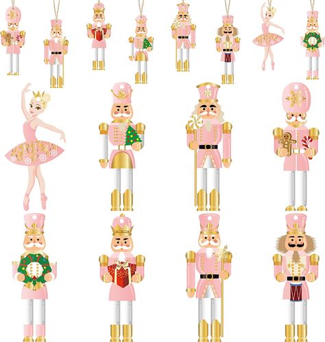 Decoration For Party, Ballerina Ornaments, Pretty Christmas Trees, Nutcracker Christmas Decorations, Christmas Nutcrackers, Pink Ornament, Nutcracker Ornaments, Wooden Christmas Ornaments, Mors Dag