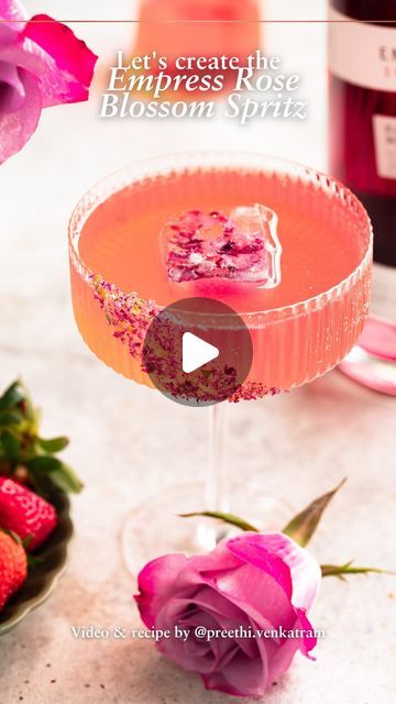 Empress 1908 Gin on Instagram: "EMPRESS ROSE BLOSSOM SPRITZ ⇩🌸 Step into the world of elegant garden parties with @preethi.venkatram’s Empress Rose Blossom Spritz ✨ Blooming with the sweet allure of rose, elderflower, and strawberries.
 
EMPRESS ROSE BLOSSOM SPRITZ 🍓
◦ 1½ oz Empress 1908 Elderflower Rose Gin
◦ 1 oz Rose Syrup
◦ 1-2 Strawberries, chopped
◦ ¾ oz Fresh Lemon Juice
◦ ¼ oz Elderflower Liqueur
◦ ¾ oz Simple Syrup
◦ Soda Water, to top
◦ Dried Rose Petals, to rim
 
METHOD: Brush a little simple syrup on the side of your glass and pass it through the dried rose petals. Set aside. In a cocktail shaker, muddle rose syrup and chopped strawberries. Add fresh lemon juice, elderflower liqueur, and simple syrup to the shaker. Add ice, and shake well until thoroughly chilled. Strain the Empress 1908 Gin, Rose Syrup, Rose Blossom, Elegant Garden, Soda Water, Dried Rose Petals, Garden Parties, Cocktail Shaker, Fresh Lemon Juice