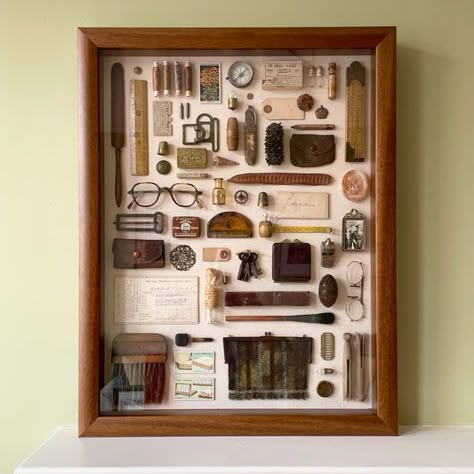 Archive – Pippa Kate Design Wooden Window Trim, Framed Objects, Window Trim Ideas, Old Luggage, Wooden Needle, Trim Ideas, Memory Boxes, Seed Pod, Shadow Box Art