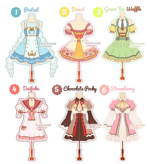 [OPEN] Dessert Theme Outfit Adoptable#6 by Black-Quose.deviantart.com on @DeviantArt Dessert Outfit Ideas, Dessert Dress, Dessert Outfit, Dessert Theme, Fashion Drawing Sketches, Fashion Design Drawings, Fashion Design Sketches, Drawing Clothes, Themed Outfits