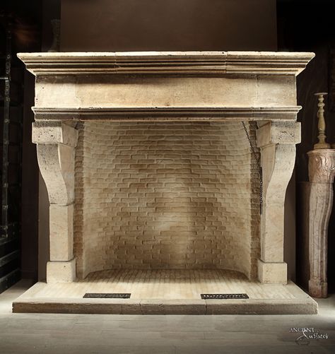 French Limestone Fireplace Antique French Fireplace, European Fireplace Mantels, Old English Fireplace, Stone Wood Burning Fireplace, French Farmhouse Fireplace, French Country Fireplace Ideas, Chateau Fireplace, Fireplace Victorian, French Stone Fireplace