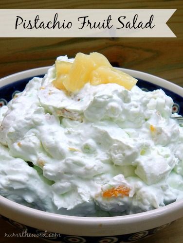 Pistachio Fruit Salad Pistachio Fruit Salad, Fruit Salad Decoration, Pistachio Fluff, Fluff Salad Recipes, Salad Cheese, Fluff Desserts, Pistachio Pudding, Fruit Dishes, Fruit Salad Recipes