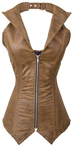 Lucea Women's Faux Leather Steampunk Corset Bustier Zip Top Costume Rock Biker Brown Small Lucea http://smile.amazon.com/dp/B00MUUYVMQ/ref=cm_sw_r_pi_dp_txs.ub1SQ0TWZ Mode Steampunk, Steampunk Corset, Corset Bustier, Overbust Corset, Corsets And Bustiers, Steampunk Clothing, Estilo Punk, Leather Corset, Steampunk Fashion