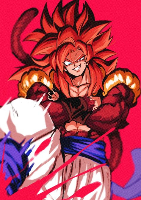 Gogeta • SSJ4 • Dragon Ball GT Gogeta Ssj4, Anime Character, Twitter, Red, Hair, Anime, Blue