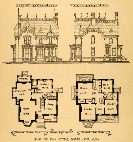 Victorian Home Design, Sims Home Ideas, House Plans Vintage, Retro House Plans, Gothic Revival Architecture, Brick Cottage, Victorian House Plans, Minecraft House Ideas, Retro House