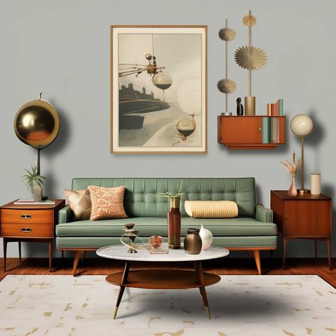 Modern Eclectic Living Room, Mcm Living Room, 70s Living Room, Mid Century Interior Design, Mid Century Modern Interior Design, Mid Century Interior, Retro Living Rooms, Mid Century Living Room, Mid Century Modern Living